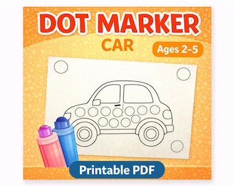 Car Dot Marker Printable, Toddler Fine Motor Skills Activity (PDF Download)