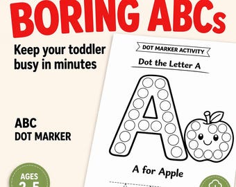 Alphabet Dot Marker Worksheets A-Z, Trace & Dab Letters, Toddler Preschool Activity Printable, Fine Motor Skills, Ages 2-5