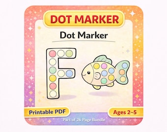 文字Fのドットマーカーワークシート、幼児向けアルファベットアクティビティ、微細運動能力（PDF）