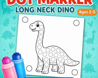 Dinosaur Dot Marker Printable, Brachiosaurus Do a Dot Worksheet, Toddler Fine Motor Activity PDF