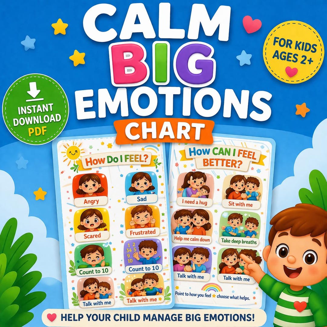 Kids Emotions Chart | Calm Down Corner Printable | SEL Activity ...