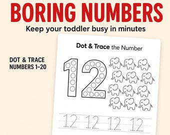 Numbers 1-20 Dot Marker Printables, Toddler Count and Trace Worksheets, Preschool Math PDF