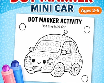Car Dot Marker Printable, Vehicle Do a Dot Worksheet, Toddler Fine Motor Activity, Preschool PDF