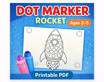 Rocket Dot Marker Printable, Toddler Fine Motor Skills Activity (PDF Download)