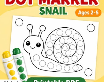 Snail Dot Marker Printable, Bugs & Insects Do a Dot Worksheet, Toddler Fine Motor Activity PDF
