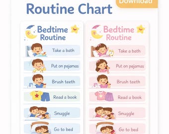 Toddler Bedtime Routine Chart, Visual Sleep Schedule, Montessori Printable (Instant Download)