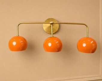 Handmade Brass Sputnik Chandelier: Mid Century 3-Light Vanity Fixture