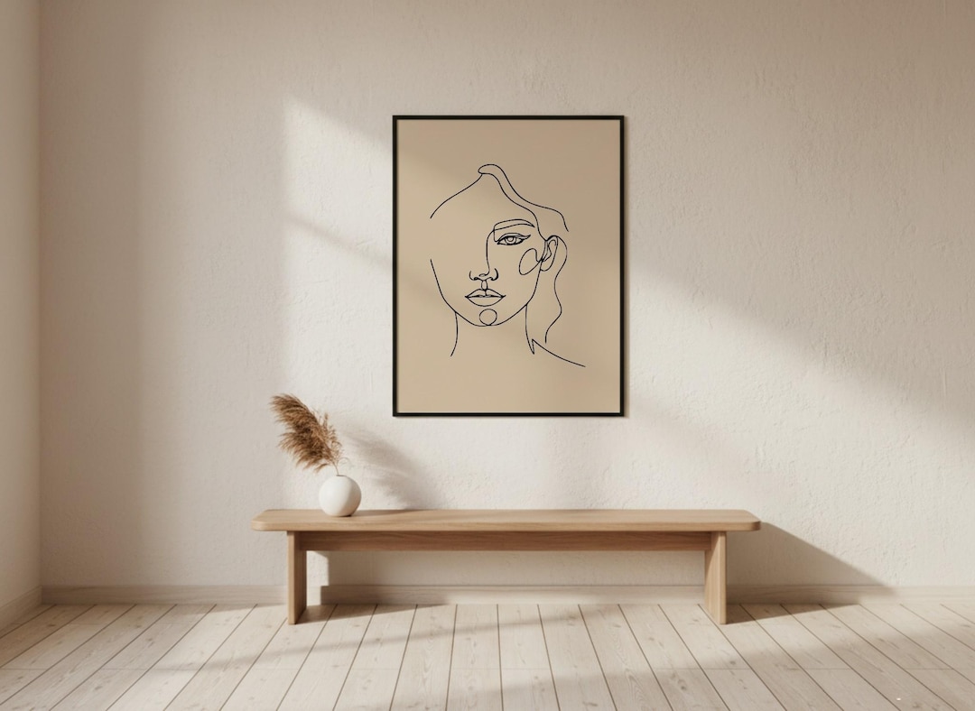Abstract Woman Line Art Print, Minimalist Female Face Wall Art (digital ...
