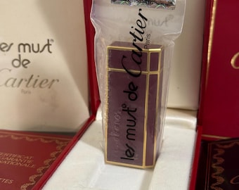 Vintage Cartier Cartier Laque Grenat Gold Plated Lighter Sealed  NOS Rare
