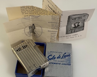 Seltenes Vintage-Feuerzeug IMCO Solo de Luxe, Automatik, hergestellt in den USA, mit Originalverpackung