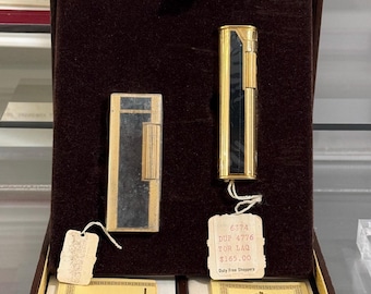 Vintage Dunhill Rollagas & Slim Dress Feuerzeug-Set schwarz lackiert selten
