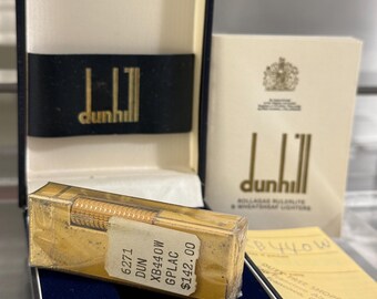 Vintage Dunhill Rollagas Feuerzeug Gelber Lack Vergoldet Versiegelt NOS