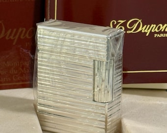 Vintage S.T. Dupont Line 1 Kleines Feuerzeug Versilbert NOS Versiegelt