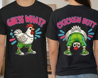 Guess What Chicken Butt PNG, Funny Front Back Chicken Shirt, Retro Boutique DTF Sublimation, Best Friends Graphic Download PNG