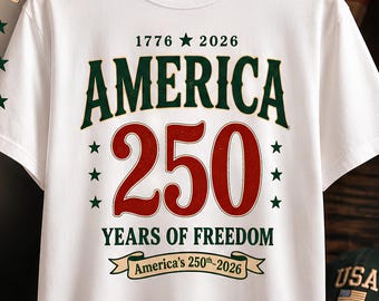 America 250 Years Freedom Retro Americana Graphic, Retro USA 250th Anniversary 2026 PNG, 250 Years of America, Patriotic Graphic 4th of July