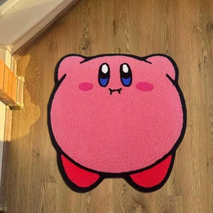 Kirby rug,Kirby Rug,Girl Room Decor,Pink Room Decor,cute kirby rug,Kids Room Decor, Kirby Decor,Video Game Rug,Kids Gift,Kirby CD,custom rug image 1