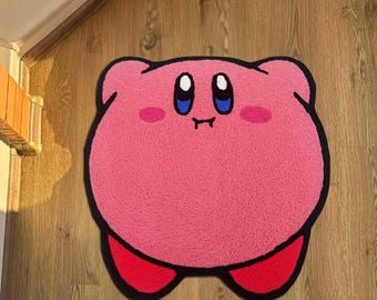 Kirby rug,Kirby Rug,Girl Room Decor,Pink Room Decor,cute kirby rug,Kids Room Decor, Kirby Decor,Video Game Rug,Kids Gift,Kirby CD,custom rug