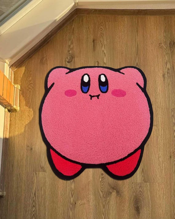 Kirby rug,Kirby Rug,Girl Room Decor,Pink Room Decor,cute kirby rug,Kids Room Decor, Kirby Decor,Video Game Rug,Kids Gift,Kirby CD,custom rug