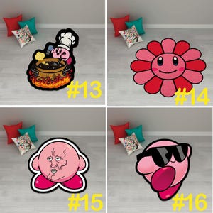 Kirby rug,Kirby Rug,Girl Room Decor,Pink Room Decor,cute kirby rug,Kids Room Decor, Kirby Decor,Video Game Rug,Kids Gift,Kirby CD,custom rug image 5
