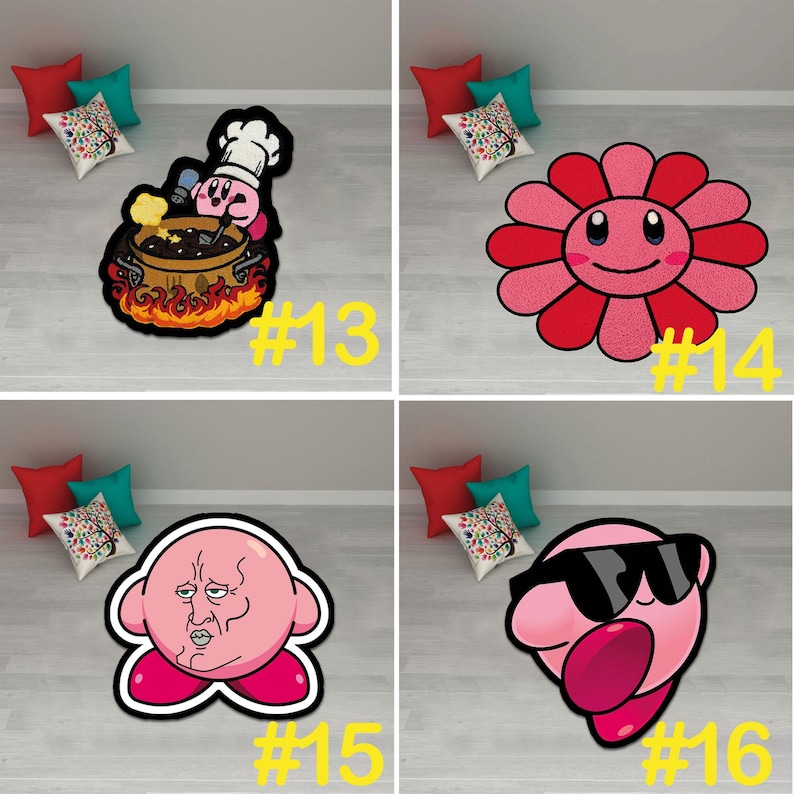 Kirby rug,Kirby Rug,Girl Room Decor,Pink Room Decor,cute kirby rug,Kids Room Decor, Kirby Decor,Video Game Rug,Kids Gift,Kirby CD,custom rug image 5