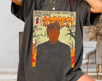 Juice WRLD Comic Book Graphic T-Shirt – Comfort Colors 1717 Vintage Rap Tee, 999 Streetwear Unisex Shirt
