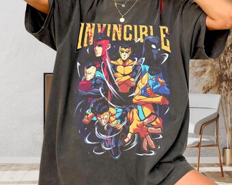 Invincible Mark Superhero Graphic Tee, Vintage Comic Style Streetwear Shirt