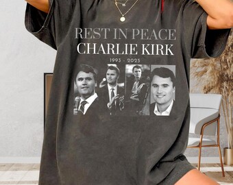 RIP Charlie Kirk Shirt, Memorial Graphic Tee, Vintage Tribute T-Shirt, Charlie Kirk Unisex Shirt, Comfort Colors 1717 Retro Tee