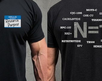N=1 Peptide Shirt, Fitness Science, Biohacking Tee, Experimental Health, Research Shirt, Retatrutide, MOTS-C, GHK-CU Peptide Gym Rat
