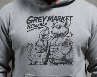 Grey Market Research Lab Rat Hoodie Funny Biohacker Peptide Sweatshirt Gym Science Nerd Gift For Bodybuilders Fitness Hoodie