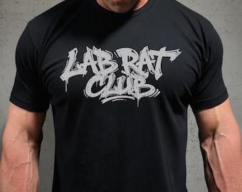 Labor Ratte Club Graffiti Wissenschaft Biohacker Pepid Forscher Fitnessstudio Nerd Experiment Streetwear Premium nächste Stufe 6410 Grafik-T-Shirt