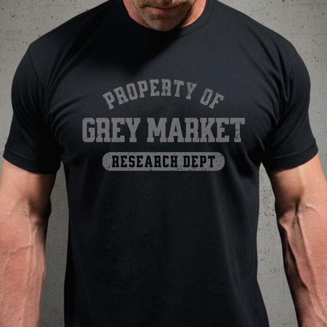 Grey Market Research Dept Tee Peptide Lab Rat Bio-hacker Gym Longevity Fitness Gym Bro Graphic Next Level 6410