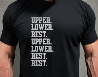 Obere untere Rest Workout Split-Hemd Fitnessstudio Stundenplan T-Shirt Kraftdreidreieck Trainingsprogramm ausgestattet nächste Stufe 6410 Fitness Geschenk
