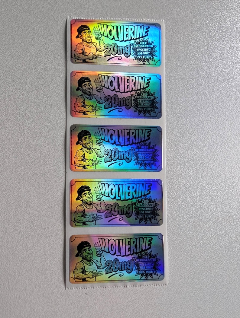 Peptide Character Vial Labels, Wolverine Style, Holographic Research ...