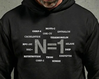 N=1 Biohacking Hoodie Wissenschaft Fitness Parodie Sweatshirt Sweatshirt Forschung Labor Ratte Gym Hoodie Geschenk für Biohacker