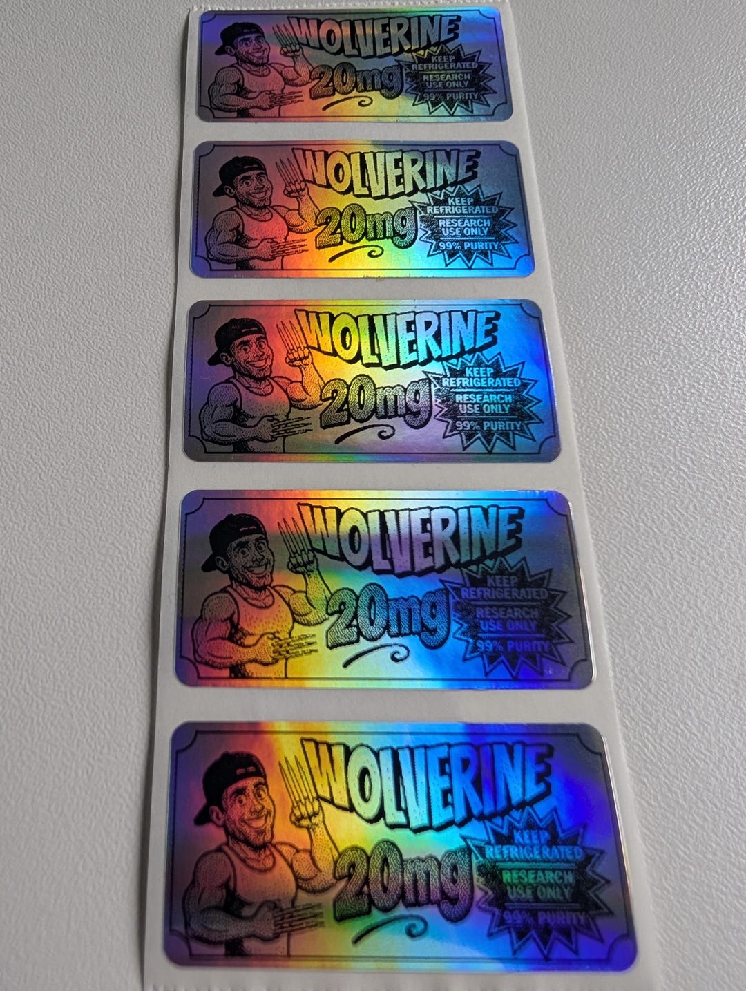 Peptide Character Vial Labels, Wolverine Style, Holographic Research ...