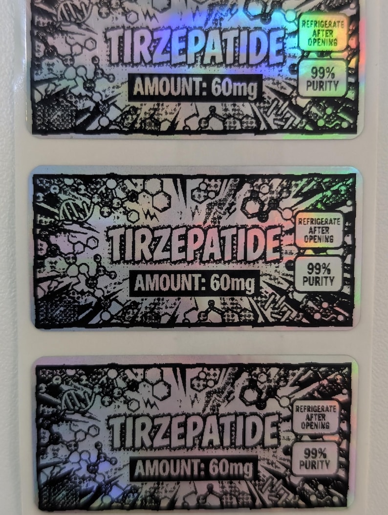 Custom Peptide Vial Labels, Holographic Research Stickers, Personalized ...