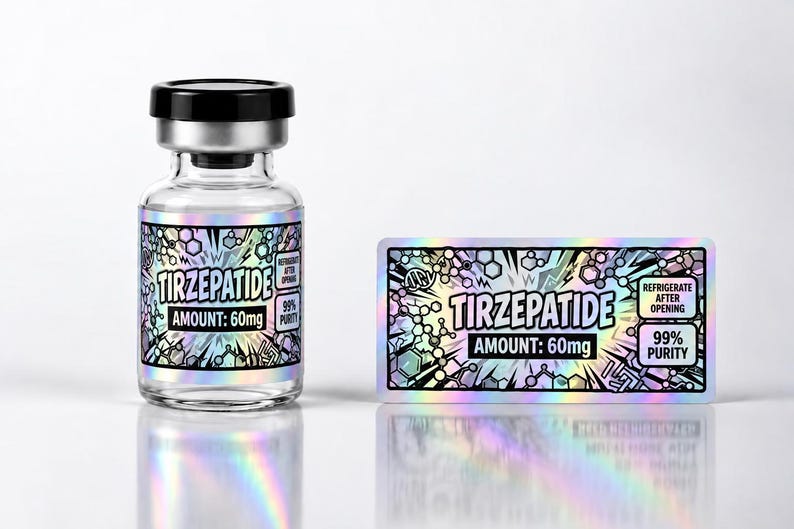 Custom Peptide Vial Labels, Holographic Research Stickers, Personalized ...