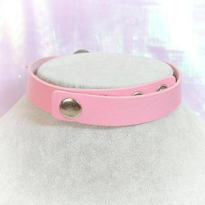 DDLG Daddys Girl Choker Necklace Pink Faux Leather Heart Etsy