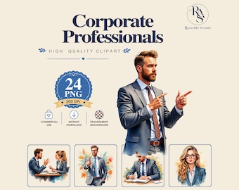 Corporate Professionals PNG Bundle, business png, executive png, office png, Watercolor PNG Commercial Use Digital Download