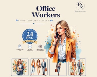 Office Workers PNG Bundle, worker png, business png, corporate png, Watercolor PNG Commercial Use Digital Download