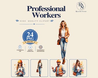 Professional Workers PNG Bundle, office worker png, business png, corporate png, Watercolor PNG Commercial Use Digital Download