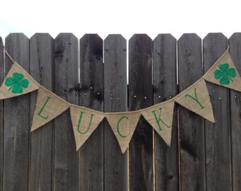 LUCKY BANNER St. Patricks Day Decor Mantle Decor Wall Decorations Rustic Home Decor Irish Decor St. Patricks Day Banner