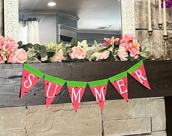 Summer Banner Watermelon Decor Hello Summer Summer Garland Summer Decor Summer Decorations Summertime Summer Sign Summer Party Decor
