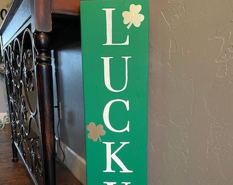St Patricks Day Decor For Door St Patrick's Day Door Sign Lucky Sign St Patrick's Day Porch Sign Lucky Wood Sign Irish Porch Sign