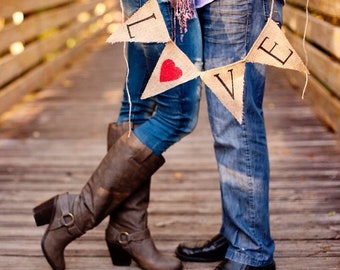 Love Sign Valentine Banner Valentine Garland Valentine Photo Prop Wedding Bunting Garland Decor Valentines Decorations Love Burlap