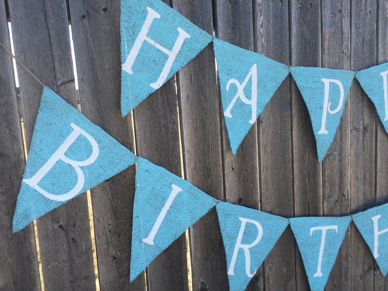 Boy Happy Birthday Burlap Banner Bunting