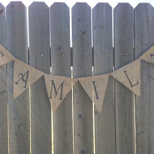 Family Banner Thanksgiving Decor Family Burlap Banner Family Garland Wedding Photo Prop Family Reunion Decorations Reunion Banner image 3