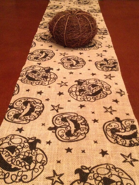 Halloween Table Runner Burlap Table Runner Halloween Table Etsy