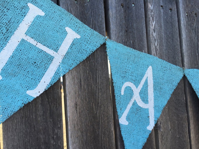 Boy Happy Birthday Burlap Banner Bunting