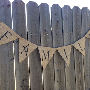 Family Banner Thanksgiving Decor Family Burlap Banner Family Garland Wedding Photo Prop Family Reunion Decorations Reunion Banner